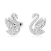 Swan Stud Earrings Swan, White, Rhodium Plated