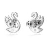 Swan Stud Earrings Swan, White, Rhodium Plated