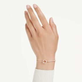 Symbolica Bangle Pavé, Horse Shoe, White, Rose Gold-Tone Plated