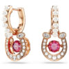 Symbolica Drop Earrings Crystal Pearl, Round Cut, Pavé, Horse Shoe, Red, Rose Gold-Tone Plated