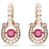 Symbolica Drop Earrings Crystal Pearl, Round Cut, Pavé, Horse Shoe, Red, Rose Gold-Tone Plated
