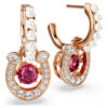 Symbolica Drop Earrings Crystal Pearl, Round Cut, Pavé, Horse Shoe, Red, Rose Gold-Tone Plated
