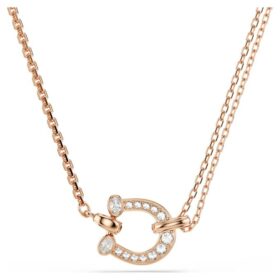Symbolica Pendant Pavé, Horse Shoe, White, Rose Gold-Tone Plated