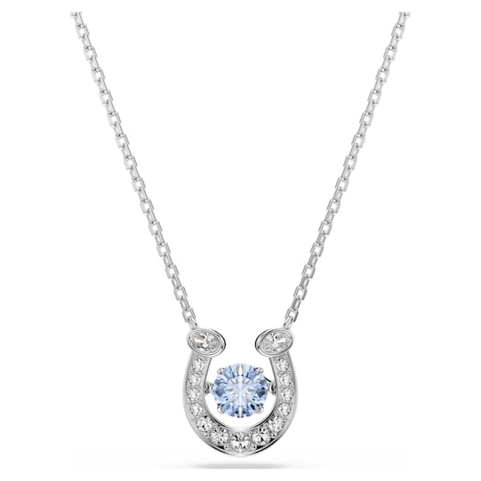 Symbolica Pendant Round Cut, Pavé, Horse Shoe, Blue, Rhodium Plated Symbolica Pendant Round Cut, Pavé, Horse Shoe, Blue, Rhodium Plated