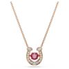 Symbolica Pendant Round Cut, Pavé, Horse Shoe, Red, Rose Gold-Tone Plated