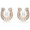 Symbolica Stud Earrings Crystal Pearl, Pavé, Horse Shoe, White, Rose Gold-Tone Plated