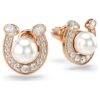 Symbolica Stud Earrings Crystal Pearl, Pavé, Horse Shoe, White, Rose Gold-Tone Plated