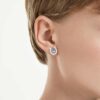 Symbolica Stud Earrings Round Cut, Pavé, Horse Shoe, Blue, Rhodium Plated