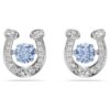Symbolica Stud Earrings Round Cut, Pavé, Horse Shoe, Blue, Rhodium Plated