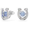 Symbolica Stud Earrings Round Cut, Pavé, Horse Shoe, Blue, Rhodium Plated