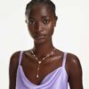 Symbolica Y Necklace Crystal Pearl, Pavé, Horse Shoe, White, Rose Gold-Tone Plated