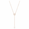 Symbolica Y Necklace Crystal Pearl, Pavé, Horse Shoe, White, Rose Gold-Tone Plated