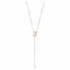 Symbolica Y Necklace Crystal Pearl, Pavé, Horse Shoe, White, Rose Gold-Tone Plated