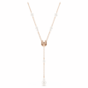 Symbolica Y Necklace Crystal Pearl, Pavé, Horse Shoe, White, Rose Gold-Tone Plated