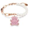 Teddy Bracelet Crystal Pearl, Bear, Pink, Rose Gold-Tone Plated
