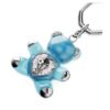 Teddy Key Ring Bear, Blue, Rhodium Plated