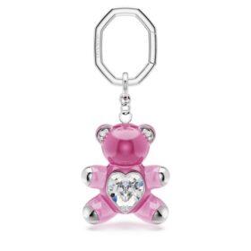 Teddy Key Ring Bear, Pink, Rhodium Plated