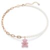 Teddy Pendant Crystal Pearl, Bear, Pink, Rose Gold-Tone Plated