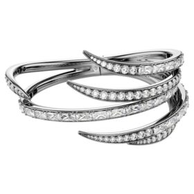 The Vienna Collection Bangle Feather, White, Ruthenium Plated The Vienna Collection Bangle Feather, White, Ruthenium Plated