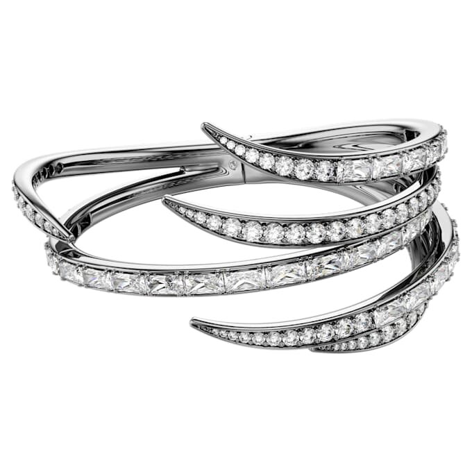 The Vienna Collection Bangle Feather, White, Ruthenium Plated The Vienna Collection Bangle Feather, White, Ruthenium Plated