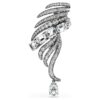 The Vienna Collection Brooch Feather, White, Ruthenium Plated