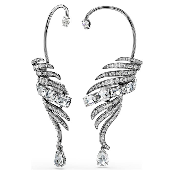 The Vienna Collection Ear Cuffs Feather, Large, White, Ruthenium Plated The Vienna Collection Ear Cuffs Feather, Large, White, Ruthenium Plated