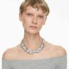 The Vienna Collection Necklace Feather, White, Ruthenium Plated