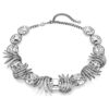 The Vienna Collection Necklace Feather, White, Ruthenium Plated