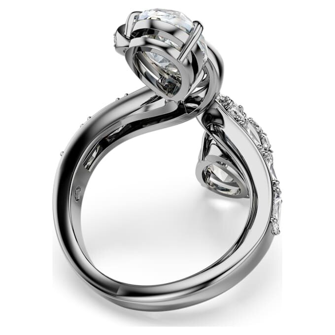 The Vienna Collection Open Ring Feather, White, Ruthenium Plated The Vienna Collection Open Ring Feather, White, Ruthenium Plated