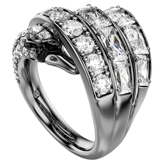 The Vienna Collection Ring Swan, White, Ruthenium Plated The Vienna Collection Ring Swan, White, Ruthenium Plated