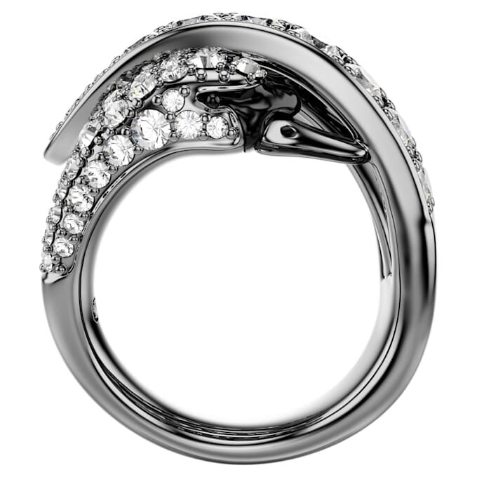 The Vienna Collection Ring Swan, White, Ruthenium Plated The Vienna Collection Ring Swan, White, Ruthenium Plated