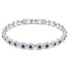 Una Angelic Bracelet Round Cut, Blue, Rhodium Plated