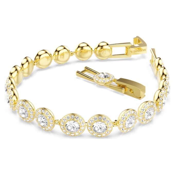 Una Angelic Bracelet Round Cut, Pavé, Medium, White, Gold-Tone Plated Una Angelic Bracelet Round Cut, Pavé, Medium, White, Gold-Tone Plated