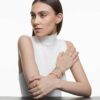 Una Angelic Bracelet Round Cut, Pavé, Medium, White, Rose Gold-Tone Plated