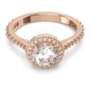 Una Angelic Cocktail Ring Round Cut, Pavé, White, Rose Gold-Tone Plated