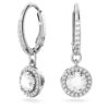 Una Angelic Drop Earrings Round Cut, Pavé, White, Rhodium Plated