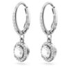 Una Angelic Drop Earrings Round Cut, Pavé, White, Rhodium Plated