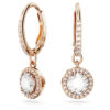 Una Angelic Drop Earrings Round Cut, Pavé, White, Rose Gold-Tone Plated