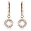 Una Angelic Drop Earrings Round Cut, Pavé, White, Rose Gold-Tone Plated