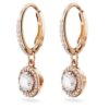 Una Angelic Drop Earrings Round Cut, Pavé, White, Rose Gold-Tone Plated