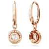 Una Angelic Drop Earrings Round Cut, Pavé, White, Rose Gold-Tone Plated
