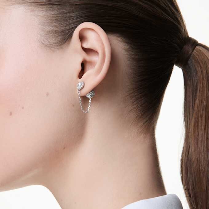 Una Angelic Drop Earrings Round Cut, White, Rhodium Plated Una Angelic Drop Earrings Round Cut, White, Rhodium Plated