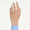 Una Angelic Motif Ring Mixed Cuts, Heart, White, Rhodium Plated