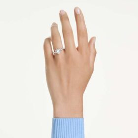 Una Angelic Motif Ring Mixed Cuts, Heart, White, Rhodium Plated Una Angelic Motif Ring Mixed Cuts, Heart, White, Rhodium Plated