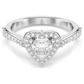 Una Angelic Motif Ring Mixed Cuts, Heart, White, Rhodium Plated Una Angelic Motif Ring Mixed Cuts, Heart, White, Rhodium Plated