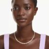 Una Angelic Necklace Round Cut, Small, White, Gold-Tone Plated