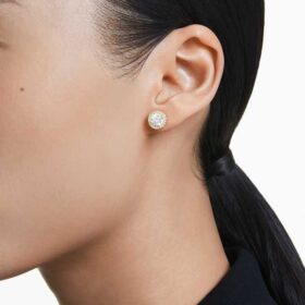 Una Angelic Stud Earrings Round Cut, Gold Tone, Gold-Tone Plated Una Angelic Stud Earrings Round Cut, Gold Tone, Gold-Tone Plated