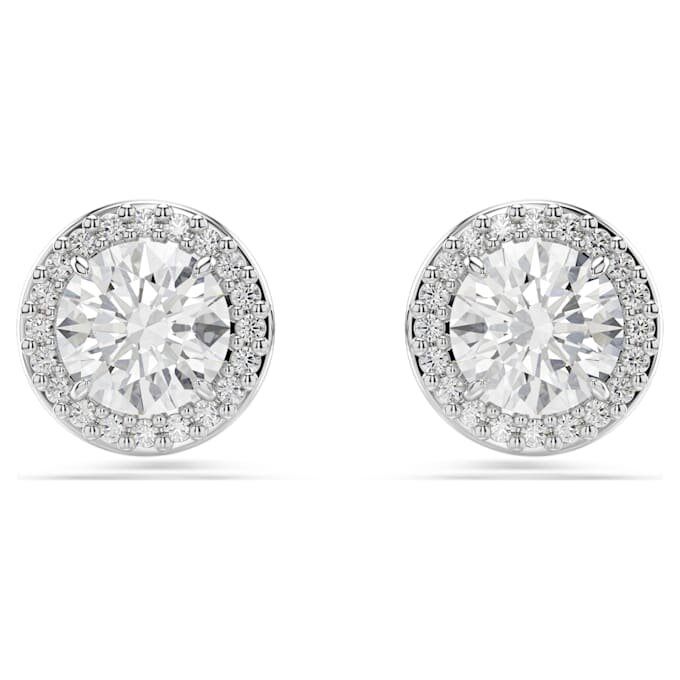 Una Angelic Stud Earrings Round Cut, Pavé, White, Rhodium Plated Una Angelic Stud Earrings Round Cut, Pavé, White, Rhodium Plated