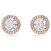 Una Angelic Stud Earrings Round Cut, Pavé, White, Rose Gold-Tone Plated