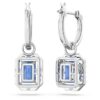 Una Drop Earrings Octagon Cut, Blue, Rhodium Plated